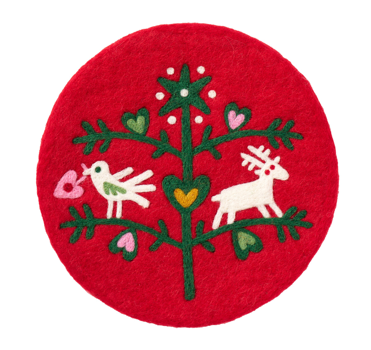 Christmas tree felted pot mat