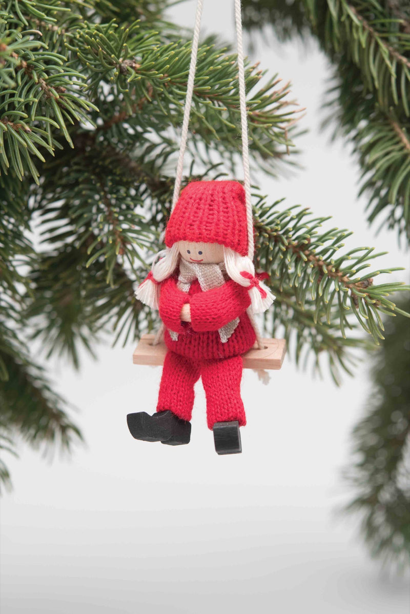 tomte girl on swing orn