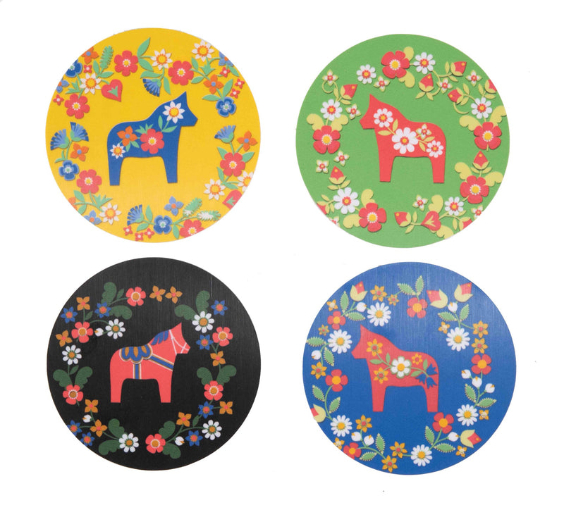 Dala Horse Birch Coasters (Set of 4)