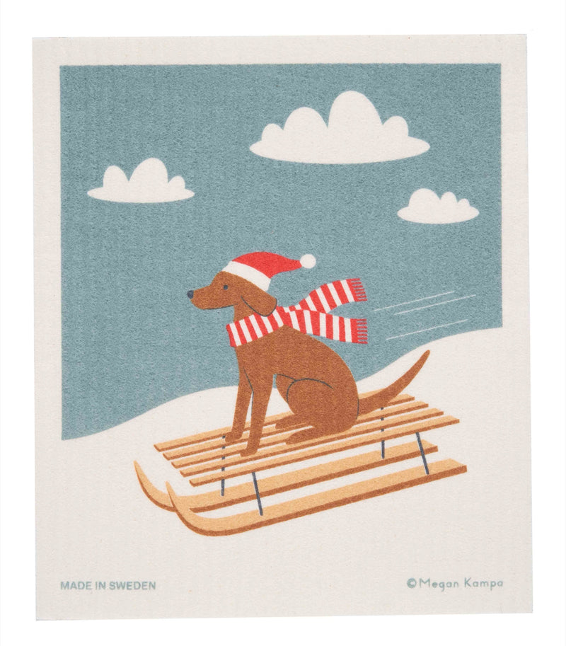 Swedish Dishcloth - Dog on Sled