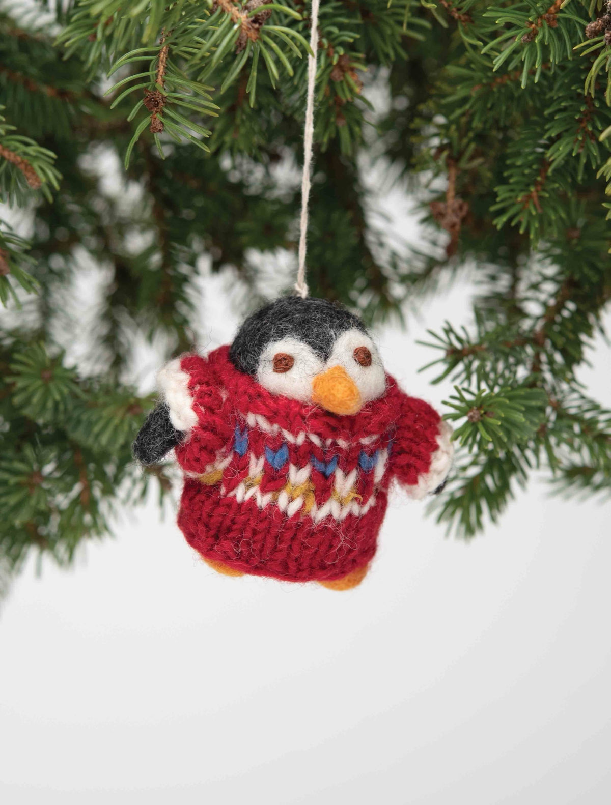 Felt Penguin in Sweater Ornament